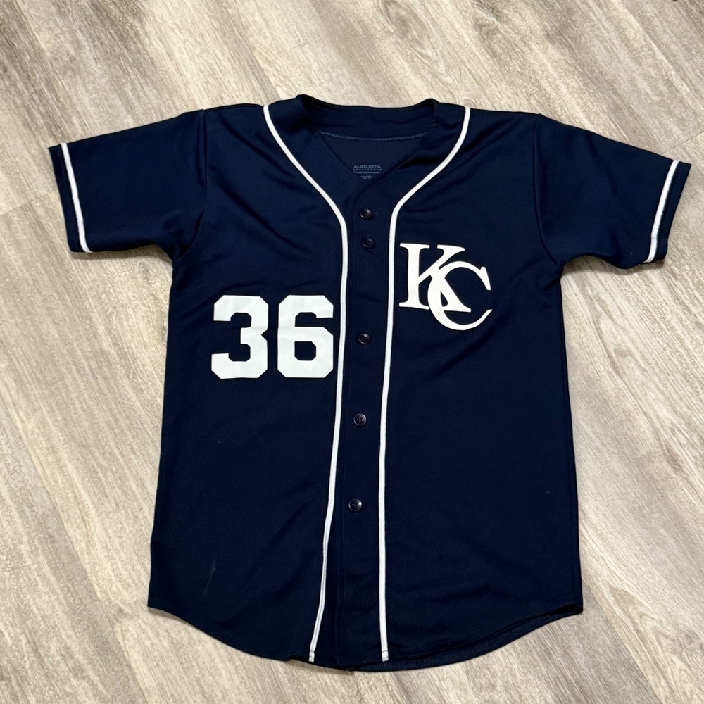 Youth Large Augusta Sportswear KC Royals Baseball Jersey Number 36 Blue White‎